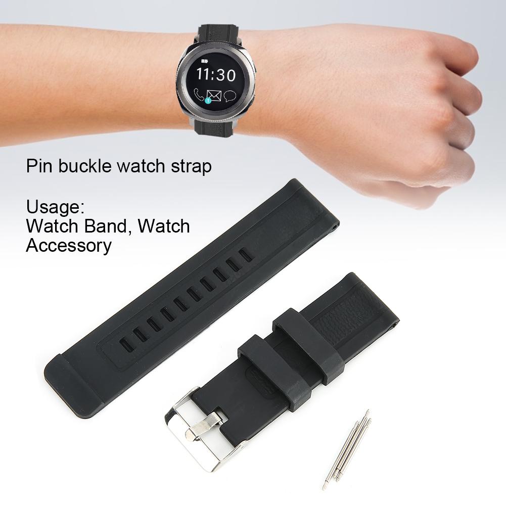 24mm Watch Band Silicone Pin Buckle Watch Strap Sports Wristwatch Accessory