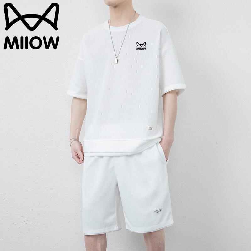 MiiOW Men s Summer Short Sleeve T-shirt & Shorts Set L