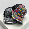 Men And Women With Printed Pattern Cartoon Baseball Caps Air Permeable Sun Protection All-Match Korean Style Hip Hop Half Mesh Hats Ins Trend