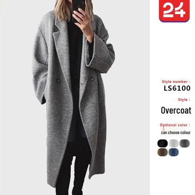 2025 Women's Multicolor Woolen Long Windbreaker Jacket