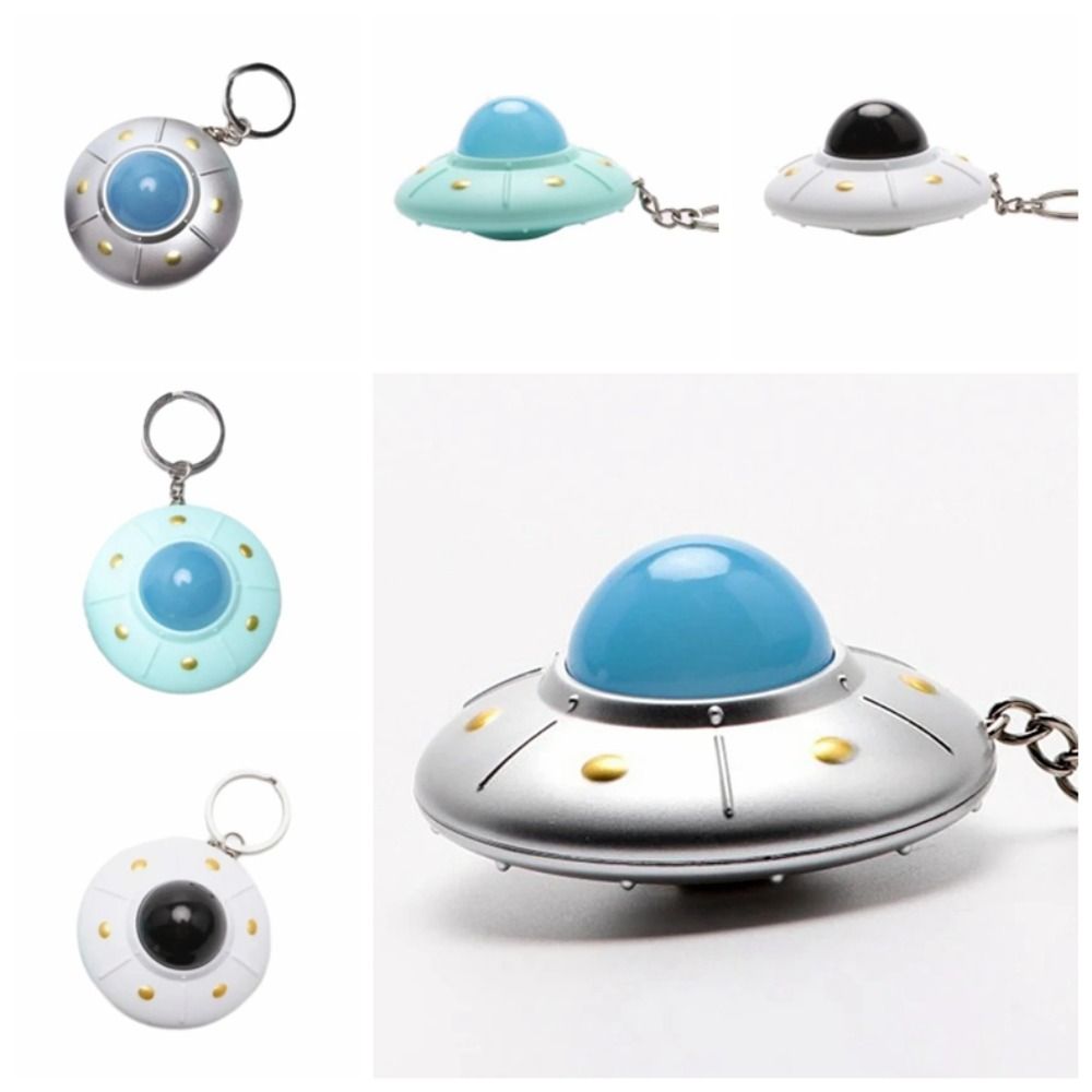 LED Light UFO Keyring Ornament Spaceship Model Keyring Creative Flying Disc Keychain  Jewelry Gift
