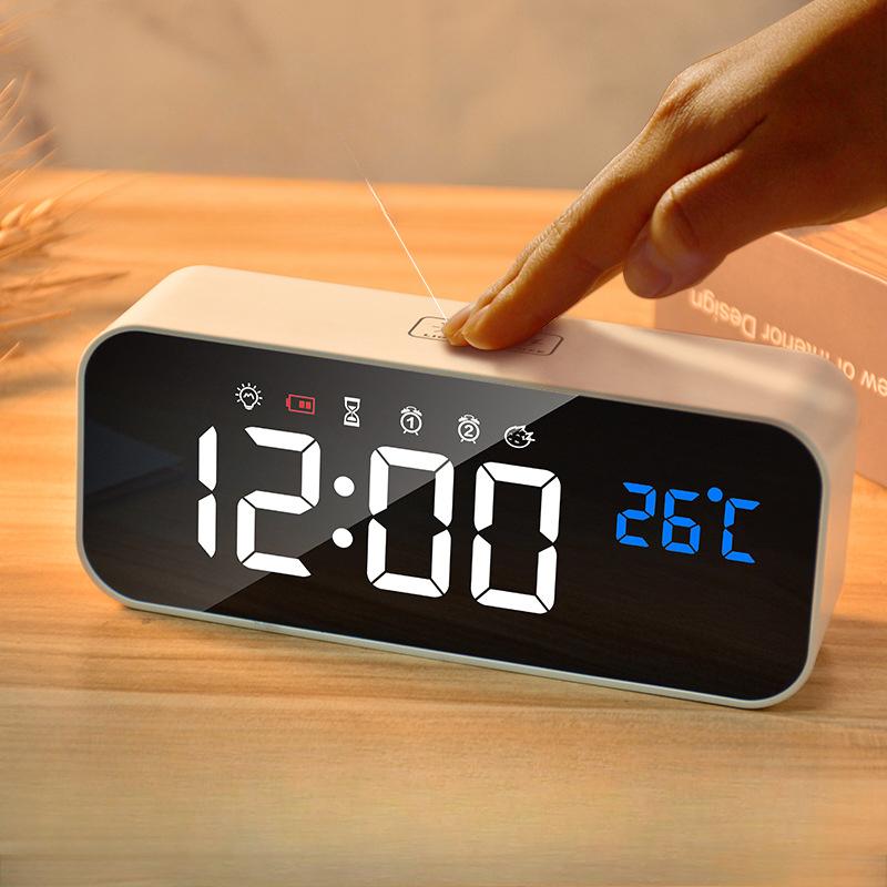 Calendar Perpetuu LED Controlat Vocal Inteligent Afișaj Digital LED Ceas Electronic Ceas cu Alarmă Digital cu Oglindă Încărcare Dual-fuck