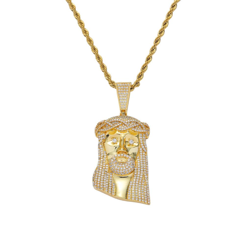 Popular Portrait Pendant with Copper Inlaid Zircon and Full Diamond Hip-hop Necklace for Men s Trendy Accessories