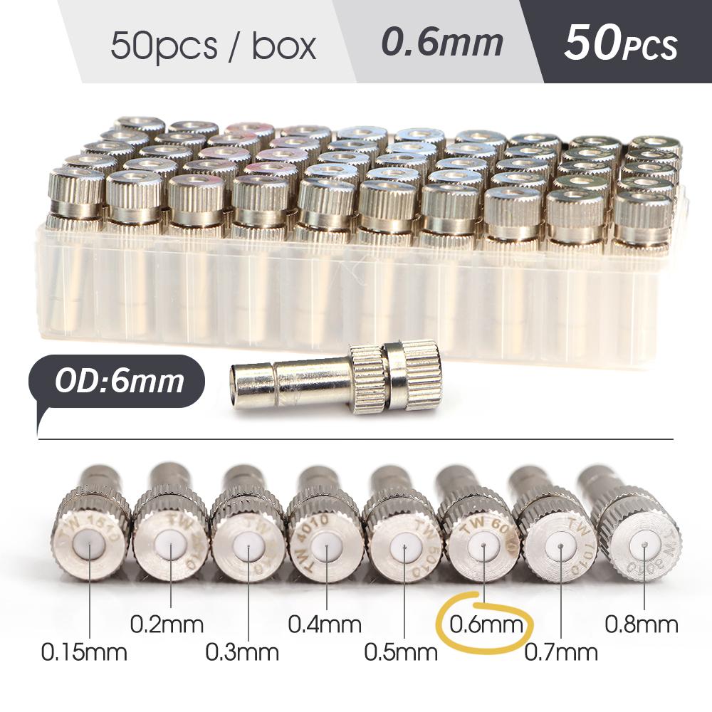 0.15-0.8mm Low-pressure Misting Nozzle 6mm Atomization Sprayer Quick Push Slip Lock for Garden Irrigation Humidification Cooling