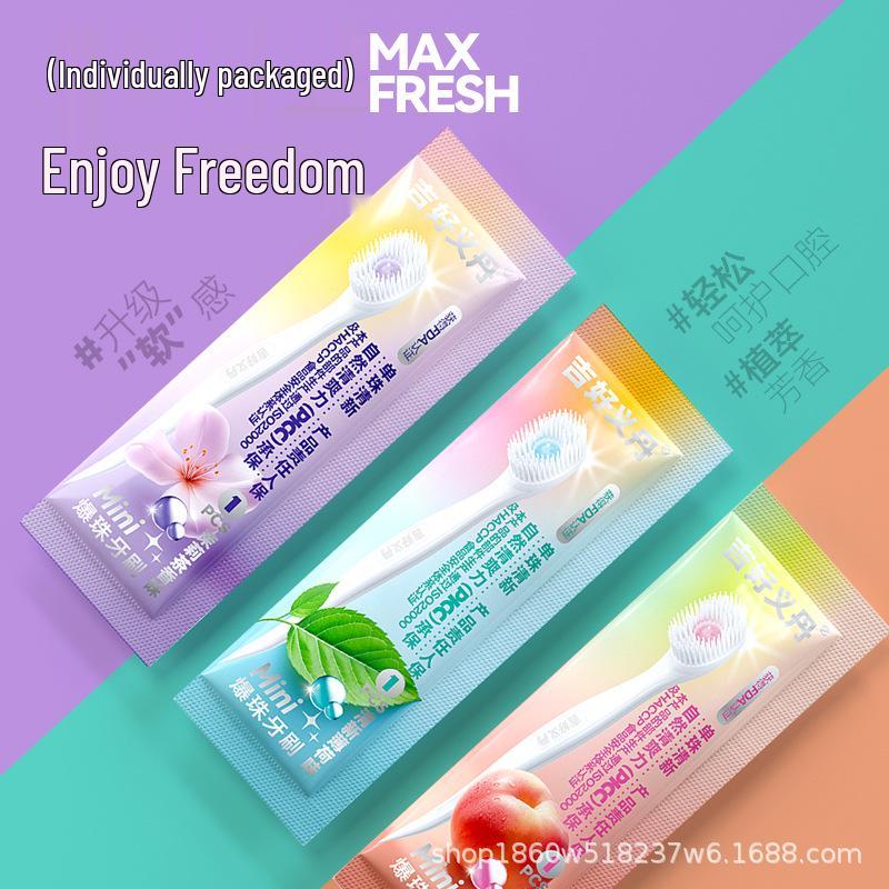 Jihao Burst Bead Disposable Toothbrush with Toothpick for Travel – No Toothpaste Needed 3 Pack Trial