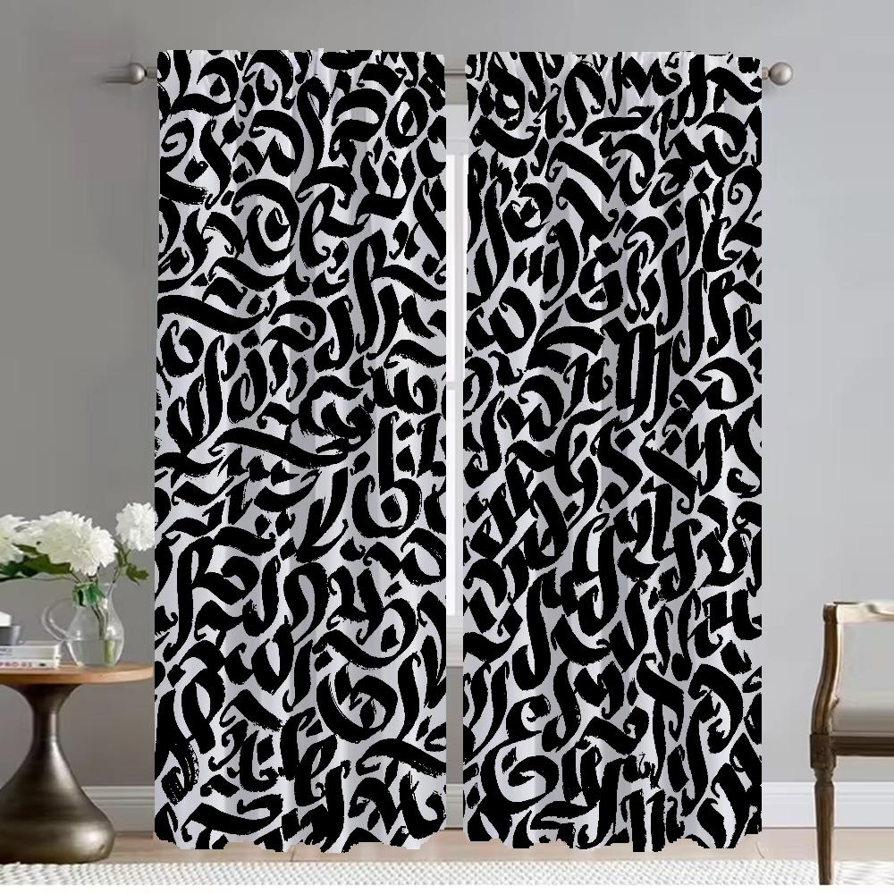 Graffiti Art Curtains for Bedroom Halloween Decoration Blackout Curtain for Room 2 Panel Partition Home Interior Curtains Shades