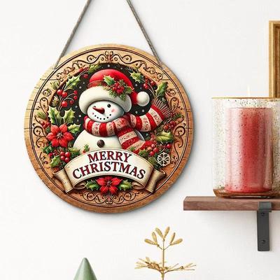 Weihnachtsdekoration, Hängendes Türschild-Ornament, Serie von Holz-Schneemann-Schildern, Holzkunsthandwerk, Festlicher Hängeschmuck, Feiertagsbeschilderung