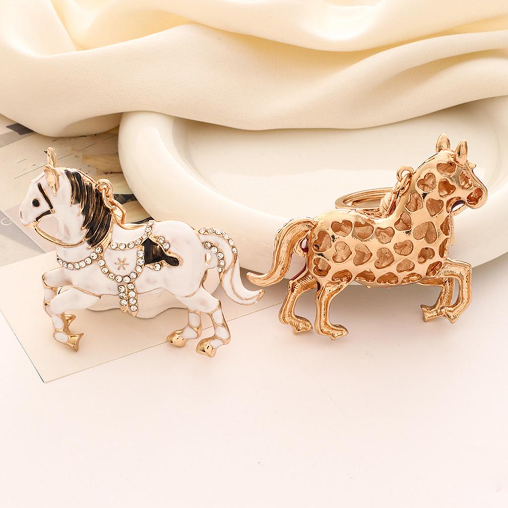 Chinese Culture Inspired Zodiacs Horse Keychain Adorned with Sparkling Rhinestones Made of Premium Alloy Metal for Those Born In Horse Year