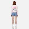 Evisu SS24 Lucky Cat And Family Flower Logo Print Long Sleeve T-Shirt Women tops Pink 2ESHTW4TL4031CPCT