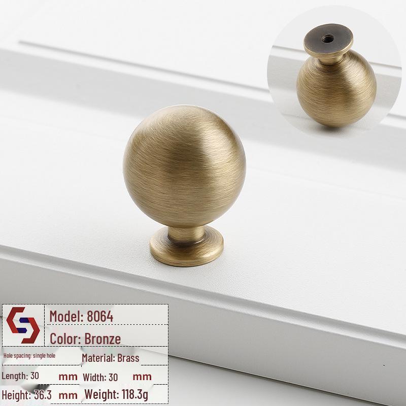 Vintage Brass Handle for Wardrobes, Cabinets, Drawers, and French Doors - Single Hole Light Luxury Style Furniture Hardware