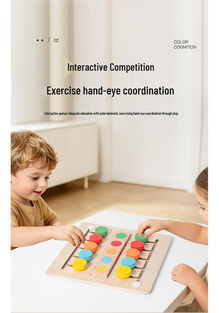 Wooden Color Matching & Sorting Board Game for Two Players - Parent-Child Interactive Educational Toy