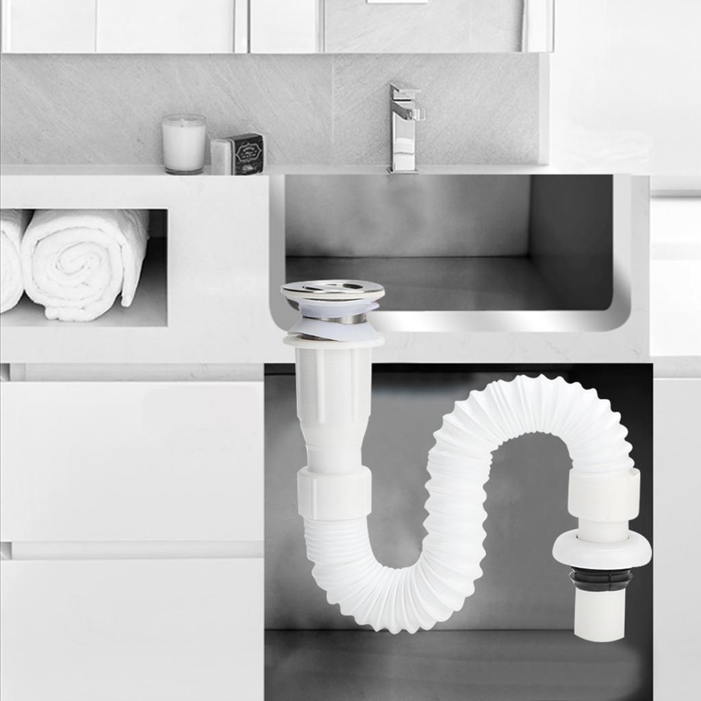 2Pcs Flap Type Flexible Bathroom Basin Water Drain Hose Pipe Draining Accessories