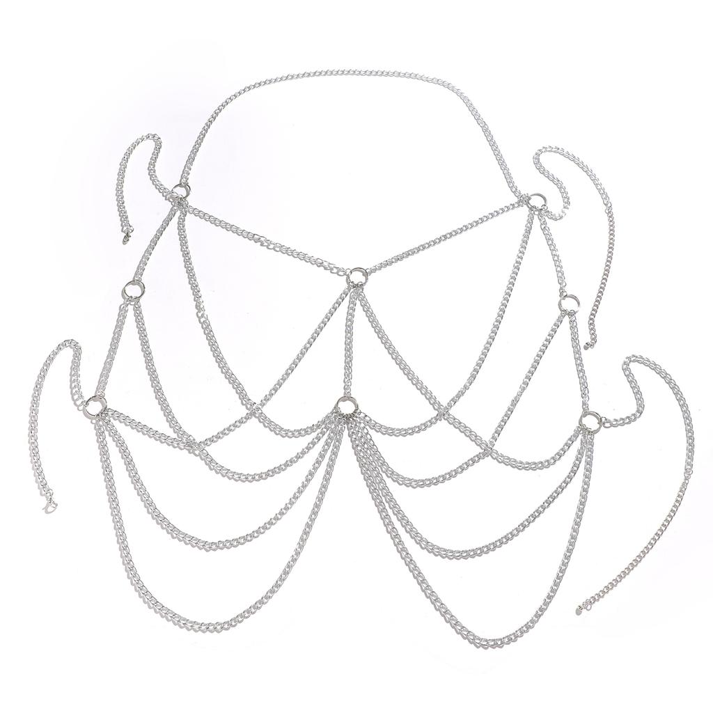 Chaîne de taille et de ventre à pampilles métalliques multicouches Ingemark Rock pour hommes Punk Couleur Argent Fête d'été Club de Plage Bijoux de Corps