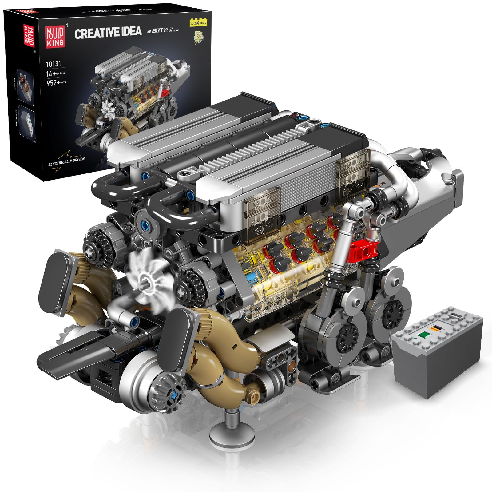 

Mould King 10131 Технология Блок двигателя W16 952 детали Набор блока двигателя Подарок для мальчиков и девочек Игрушка,
