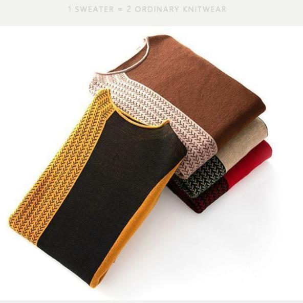 Women's Crew Neck Plus Size Knit Dress Autumn and Winter Color-Block Pullover Sweater Dress Over-the-Knee Mid-Length Knit Sweater