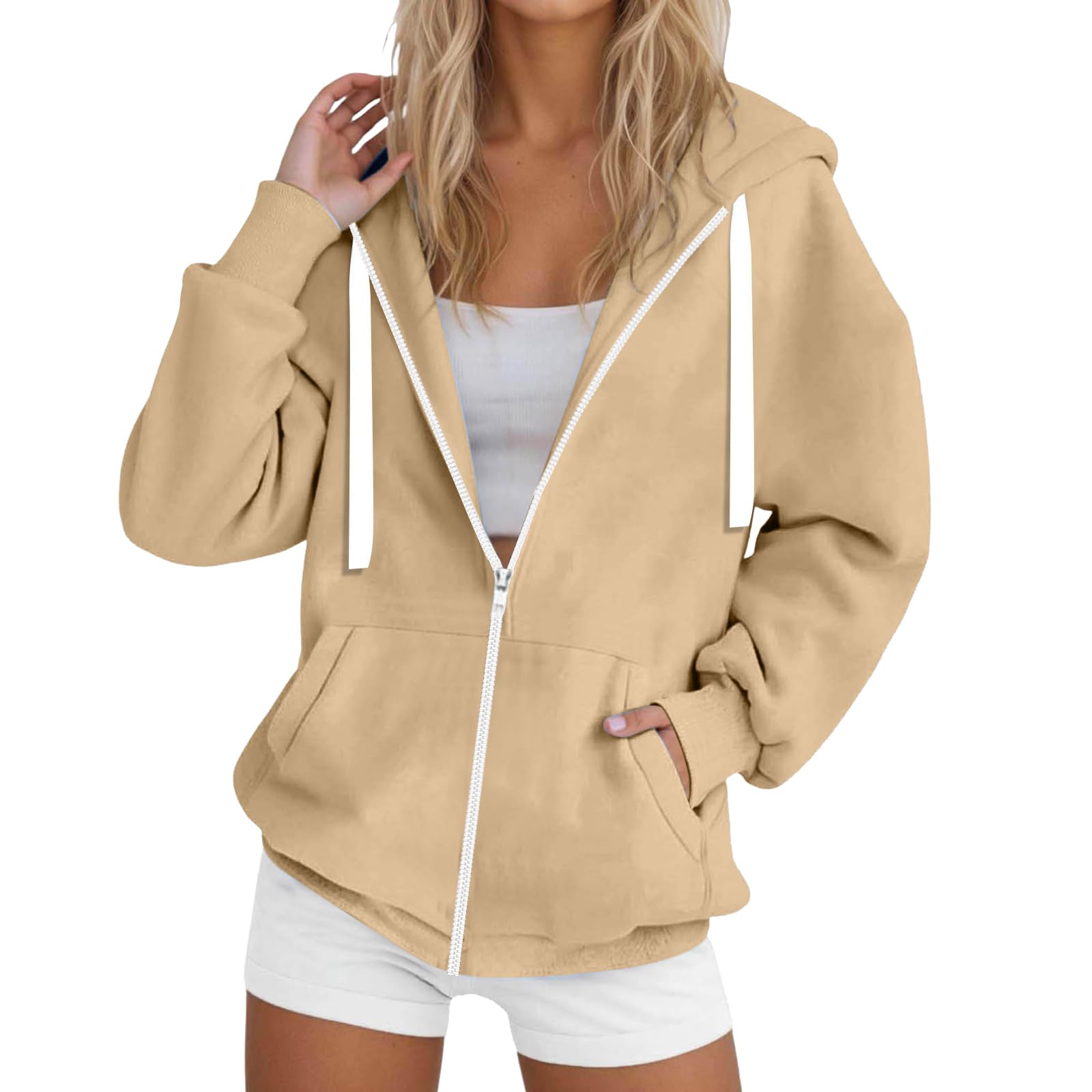 

Womens Zip Up Hoodies Casual Long Sleeve Hoodie Jacket Oversized Lightweight Pullover Sweatshirts Tops With Pocket S