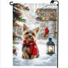 Winter Yorkie Garden Ags 12x18 Double Sided, Small Burlap Holiday Snow Cardinal Dog Garden Ag Winter Christmas Outdoor Y SSL