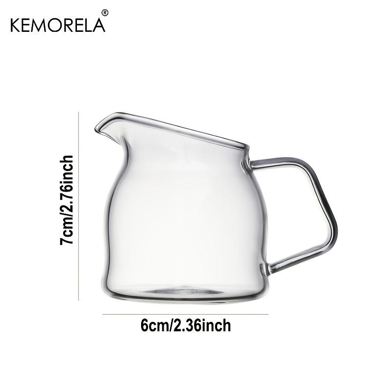 1/2 Stück Mini-Milchkännchen aus Glas mit schrägem Ausguss Wiederverwendbarer Kaffeebecher Perfekt für den Heim- und Restaurantgebrauch Hitzebeständig Langlebig