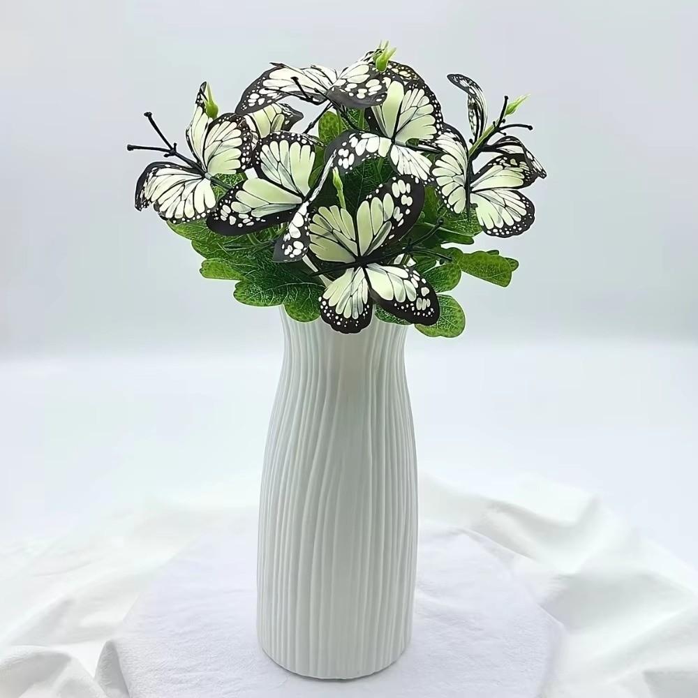 7-Kopf Künstliche Schmetterlingsblumen Zweige Enthalten Buntes Gefälschtes Schmetterlingsbouquet Wasserdicht Realistisches Blumenbouquet