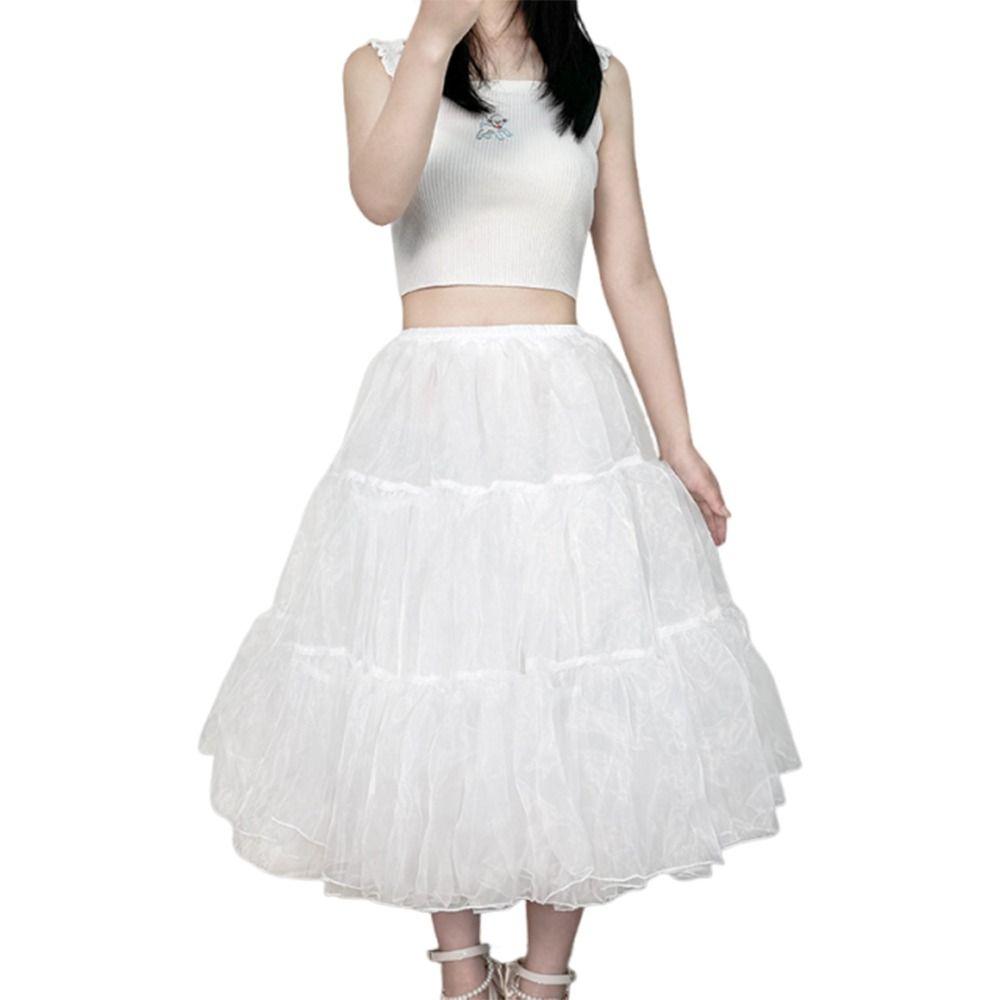 Fashion Lolita Petticoat Without Hoop Cosplay Ball Gown Petticoats White Breathable Wedding Petticoats Party Dress
