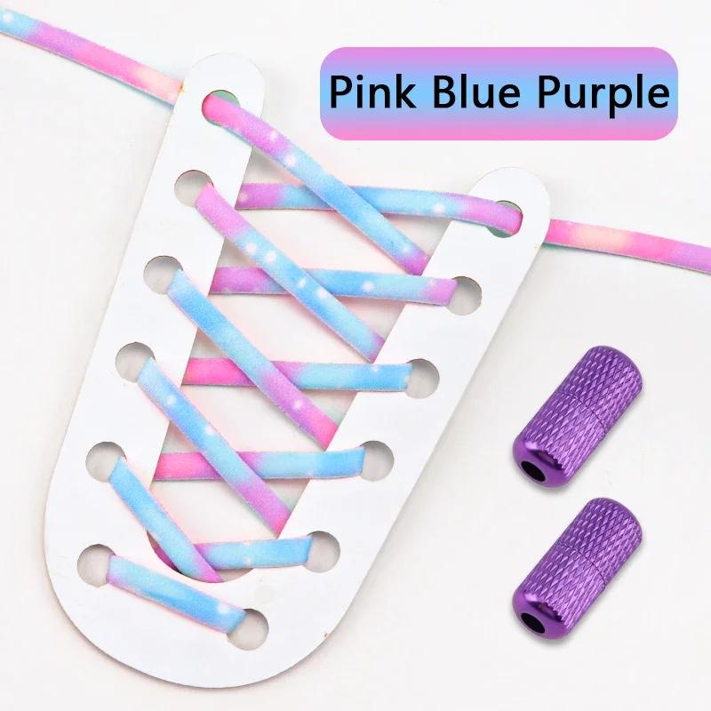 1 Pair No Tie Shoe Laces Round Metal Capsule Lock Elastic Shoelaces For Sneakers Easy To Put On And Off Lazy Shoes Lace Unisex