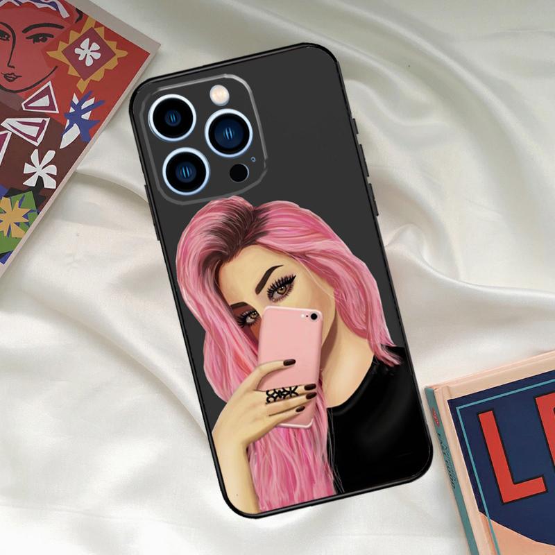 Fashion Girl Art Phone Case For iPhone 16 15 14 13 12 11 17 Pro Max 15 16 Plus 12 Mini 16e 17 Air Funda Cover