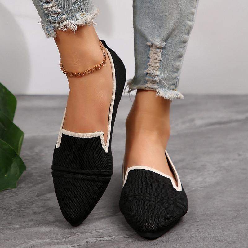 Women's Large Size Flat Shoes Spring and Summer Pointed Toe Fashion Flying Weaving Shallow One Foot Pedal Casual Overfoot Single Shoes