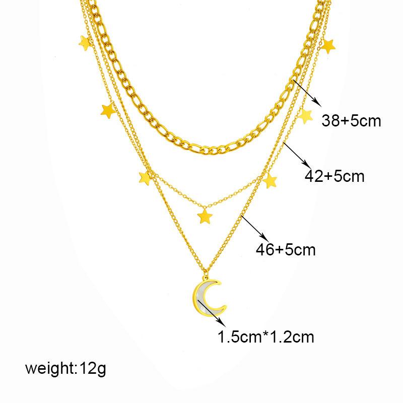Stainless Steel Bending Moon Stars Heart Pendant Necklace for Women Choker Chains Jewelry Gifts