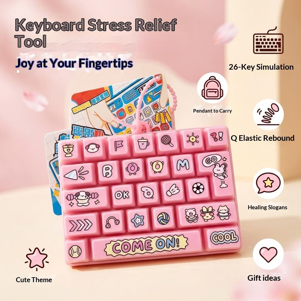 Creative Animal Panda Pattern Decompression Keychain 26 Keys Keyboard Pendant Stress Relief Toy Gift For Kids Adults
