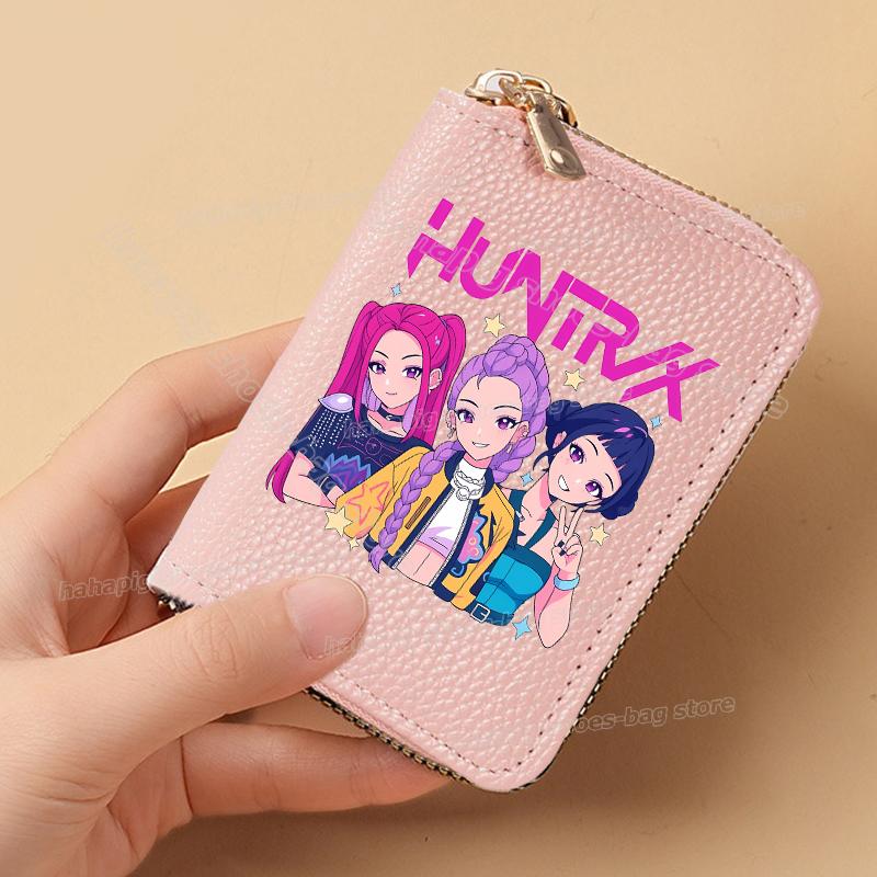 Perfect KPop Demon Hunters Women Short Wallets Pu Leather Credit Card Holder Multi-slot Small Zipper Wallets Female Clutch Coin Purse