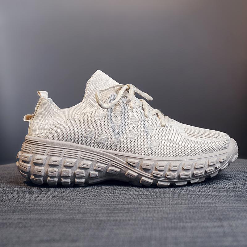 Dad Shoes Girl Shallow Mouth New Casual Sports Round Head Breathable Flying Weaving Paris Tire Thick-soled Tank Shoes