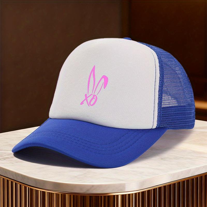 Easter Bunny Ears Xo Graphic Trucker Hat Black White Mesh Baseball Cap Unisex Casual Street Style Gift