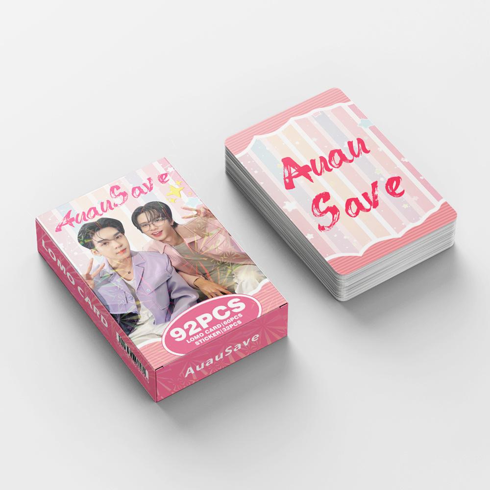 Set de 92 Cartes LOMO Star AuauSave de Thaïlande - Cartes Photo Holographiques CP Auau & Save de Drama avec Autocollants