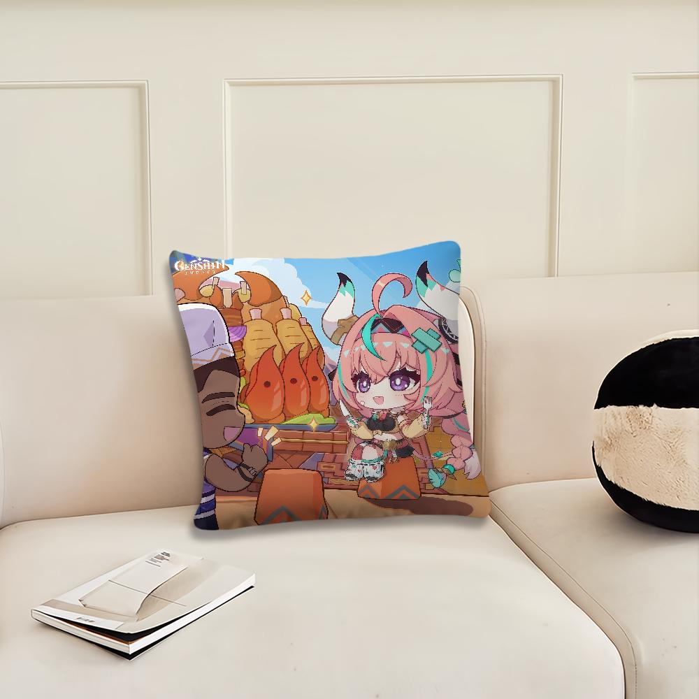 

Game Genshin Impact funny cushion cover Pillow Cover Decoration Room Home Sofa living Office Car Nordic Simplicity 12x12Inch