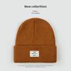 Autumn and Winter Knitted Hat Niche Personality Fashion Melon Rind Wool Hat Warm Protection Amount Simple Letter Cloth Label Cold Hat