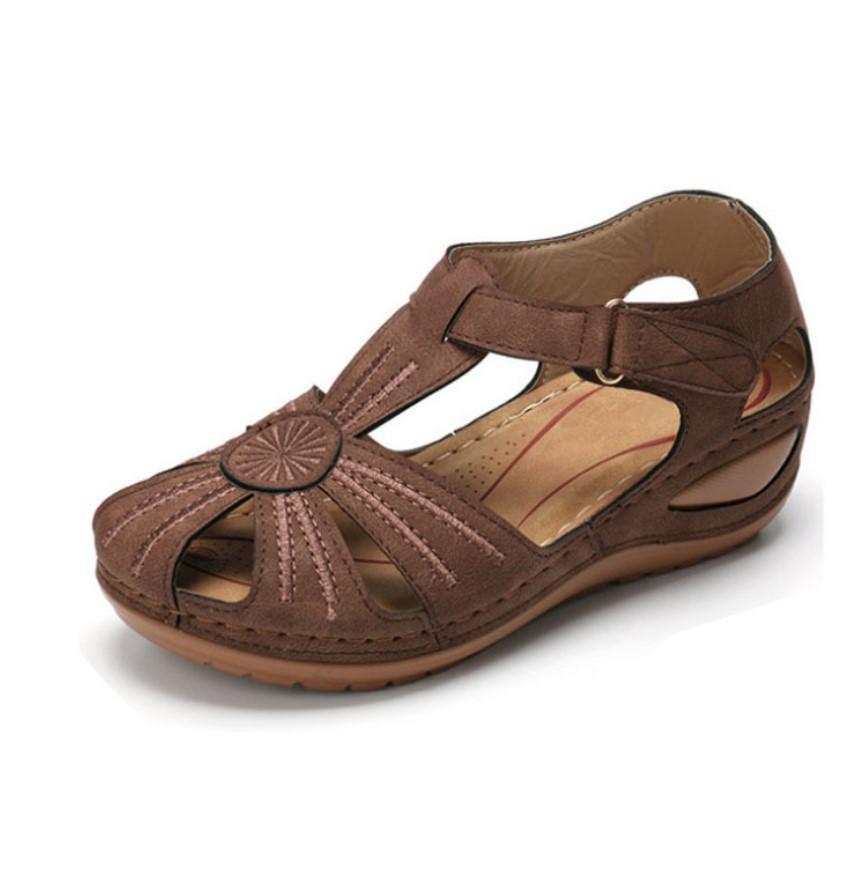Summer New Women's Plus Size Hollow Out Sandals Stitched Wedge Heel Hollow Casual Shoes