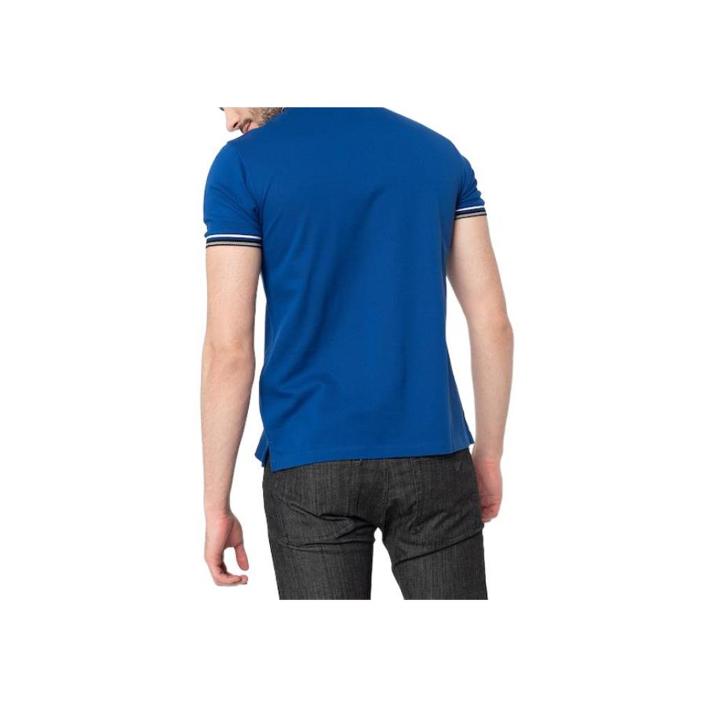 Emporio Armani Solid Color Logo Short Sleeve Polo Shirt Men Tops Blue 3K1FL8-1JTKZ-0921