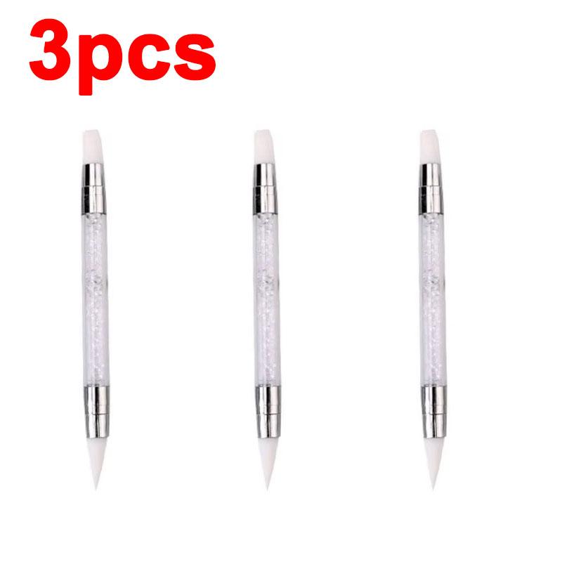 Rhinestone Applicator Pencil Dual-Ended Silicone Head Carving Dotting Pen Nail Dot Pen Stone Picker Refill Manicure Tools DB05