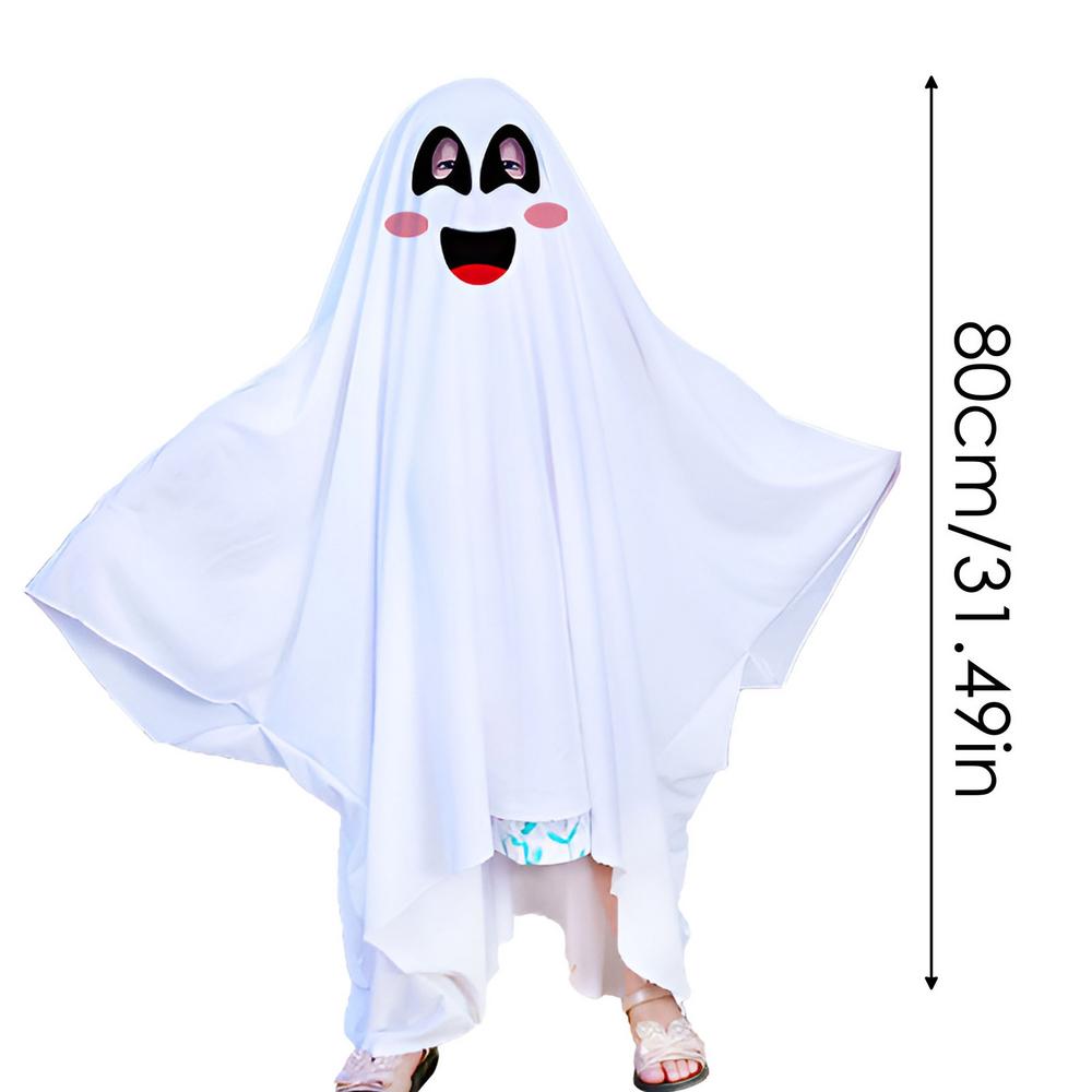 Ghost Costume For Kids White Ghost Halloween Poncho Cosplay Outfits For Boy Girl Halloween Fancy Dress Ghost Costume For Boy