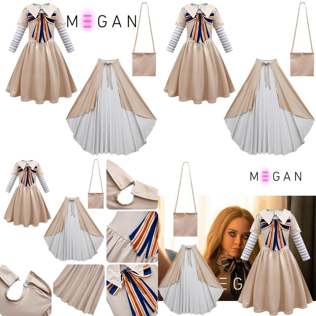 Cosplay Dress M3gan Set Girlsladylik Outfit Party Costume Bag Cloak Daily Fans