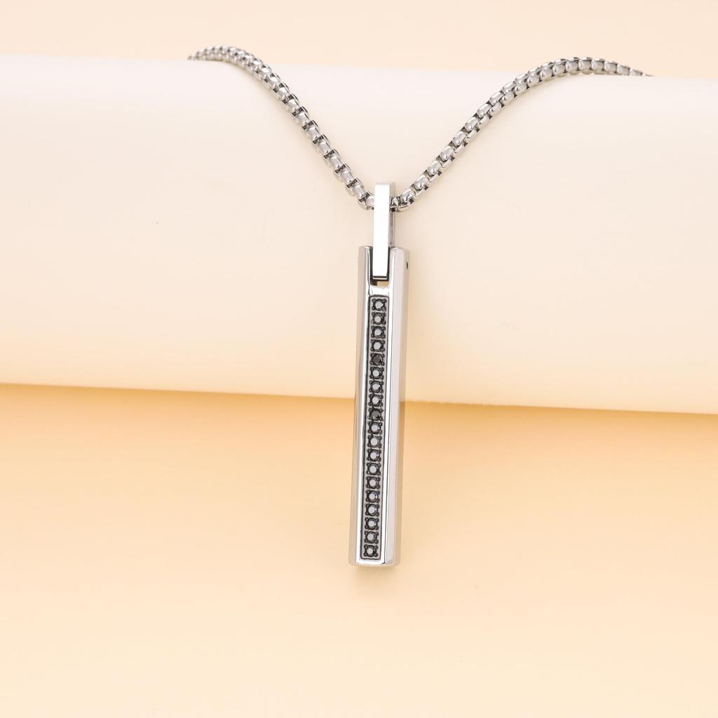 Stick Pendant Zirconia Stainless Steel Necklace for Men [Coai]