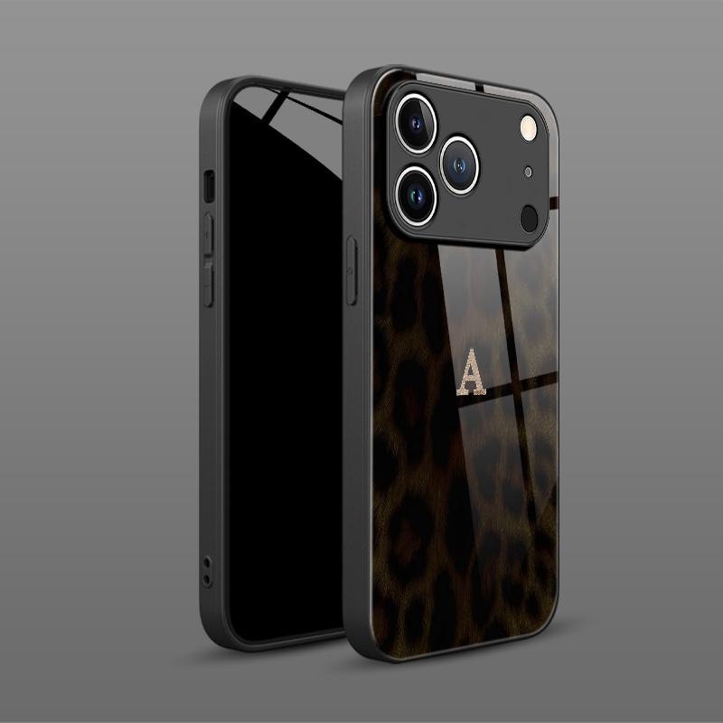 Leopard Print Letter A Pattern Glass Phone Case for iPhone 17 16 16ProMax 15 14 13 12ProMax 11 11Pro Anti-drop protection