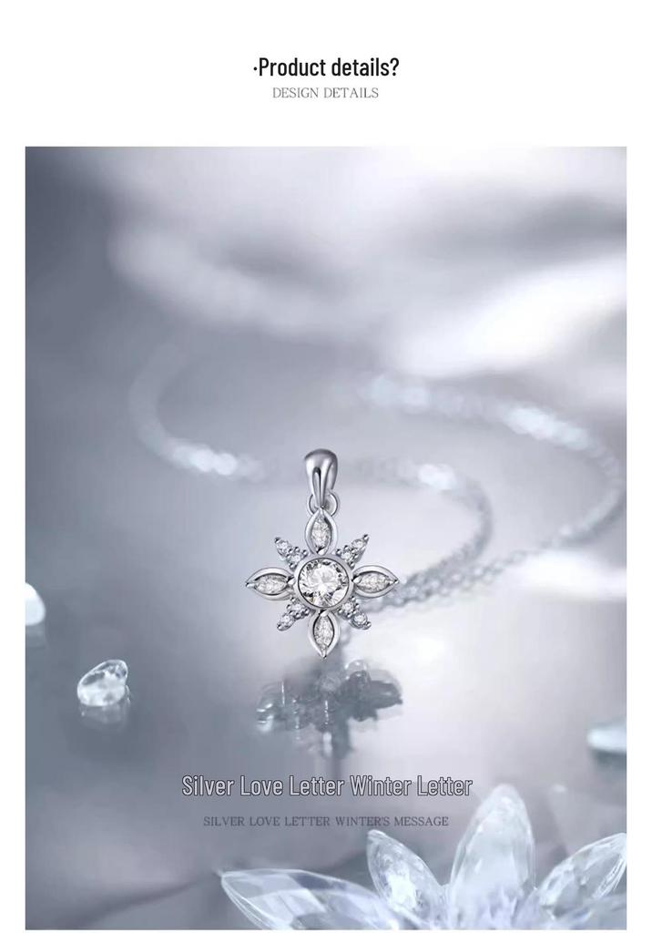 S925 Sterling Silver Snowflake Zircon Necklace - Fashionable Romantic Clavicle Chain 2025