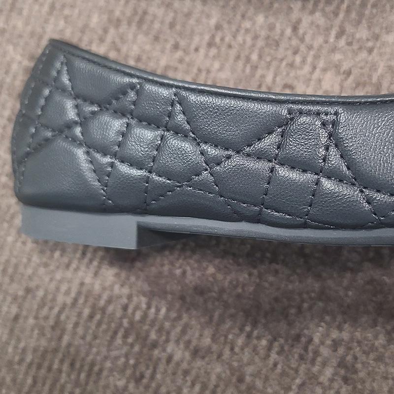 Gentle fairy pearl rhombus flat-bottomed shallow mouth ballet single shoes female retro Mary Jane shoes small leather shoes