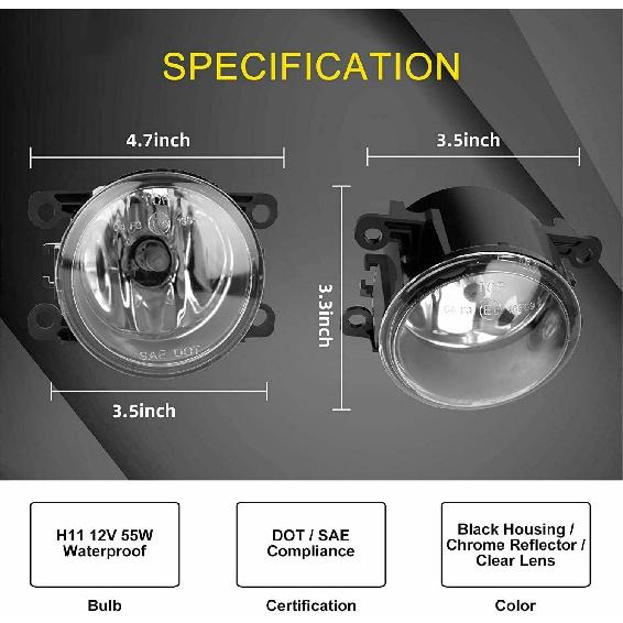 Tiny Force Fog lights Compatible with Acura Honda TSX RDX TL ILX CRV PILOT 33900-T0A-A01 Front Bumper Assembly with Bulbs Daytime Driving Lamps Left