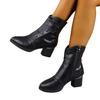 Autumn and Winter New Women's Shoes European and American Fashion Thick Heel Zipper Martin Boots Middle Old Mother High Heel Velvet Fashion Boots