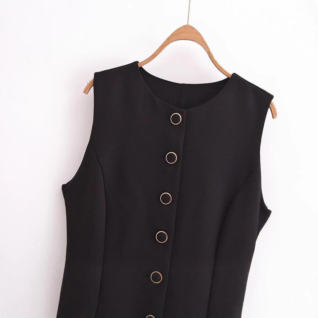 2025 Spring Women's European & American Sleeveless Round Neck Jumpsuit