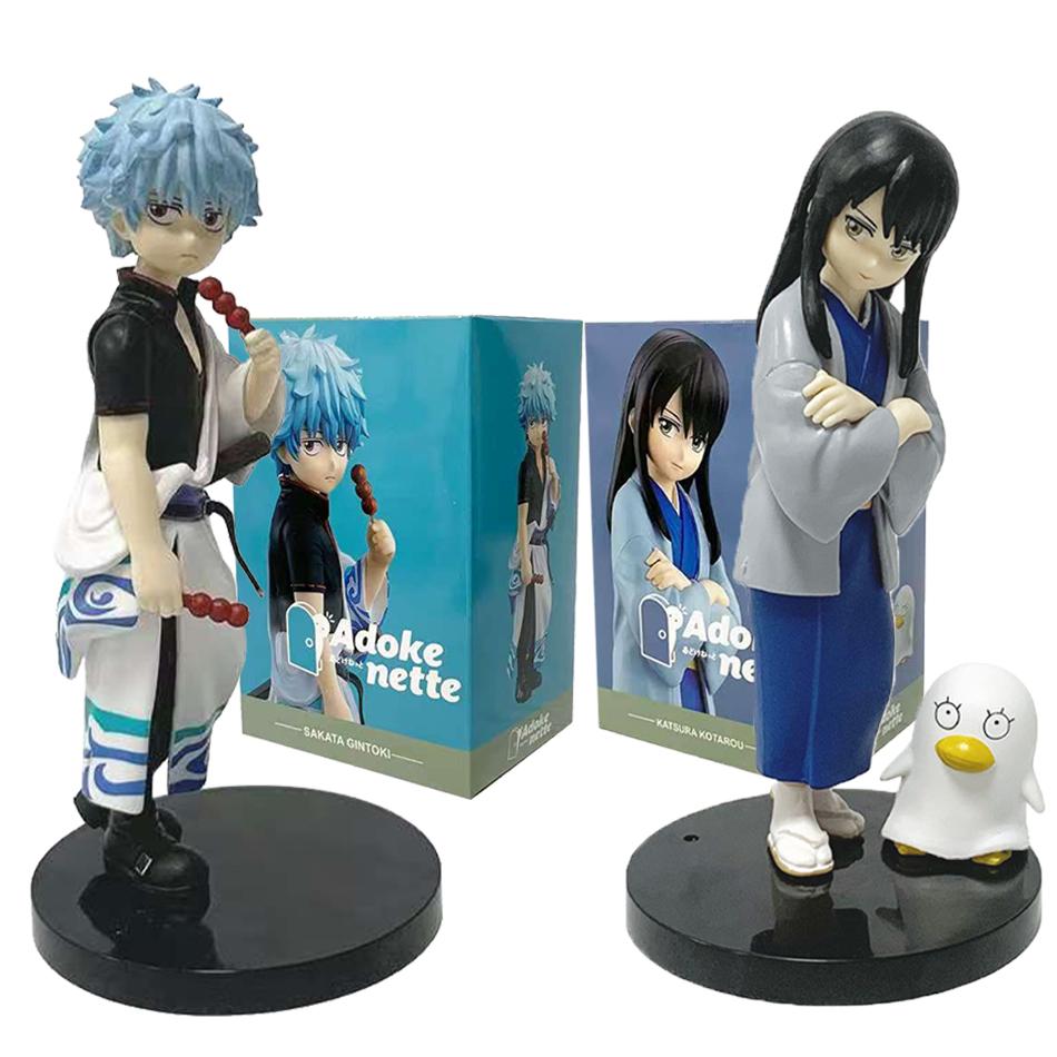 In stock 14CM Anime Gintama Figure Sakata Gintoki Katsura Kotarou Animation Model Toys Gifts Collection Decoration Ornaments
