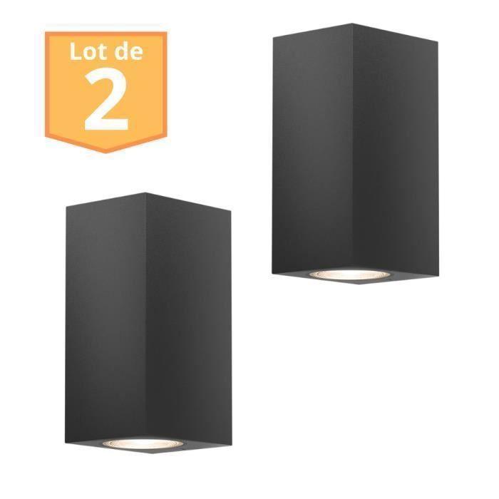 Lot de 2 Appliques RITA GU10 2x35W Gris Aluminium IP44