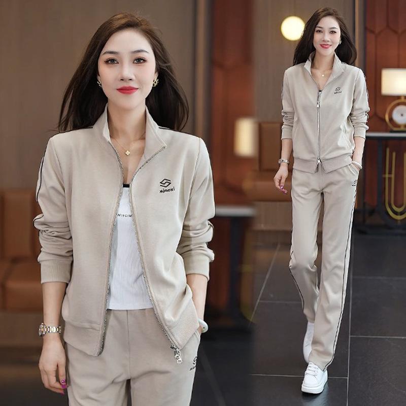 2025 New Korean Style Slimming Two-Piece Casual Sports Suit for Spring and Autumn